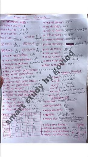 Class 10 Maths All Formula Sheet | कक्षा 10 गणित के सभी सूत्र एक पेज में | Board Exam 2025