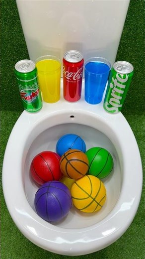 Colorful Balls vs Fanta, Pepsi Sprite, Coca Cola and Mentos in toilet #shorts