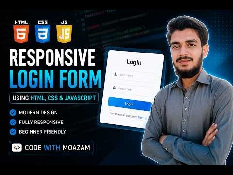 Create a Responsive Login Form using HTML CSS JavaScript | Step by Step | Code With Moazam