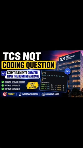 TCS NQT Coding Question 🔥 Count Elements Greater Than Running Average | Java Solution 🚀