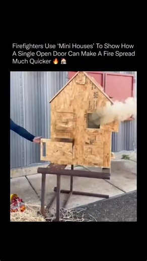 Unfolded Physics on Instagram: "This little wooden dollhouse shows why fires turn deadly much faster than people expect. Firefighters use models like this to see how air moves, how oxygen feeds flames, and how pressure builds during a real house fire. The moment a door or window opens, fresh oxygen rushes in, giving the fire exactly what it wants. Within seconds, heat rises, smoke surges, and the fire can explode in intensity. The demo makes one lifesaving point clear: closing doors behind you d