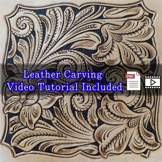 Arizona Style Leather Carving Pattern (PDF)   Video Tutorial | Western Floral Design | Step-by-step Carving & Dyeing Guide for Leathercraft - Etsy