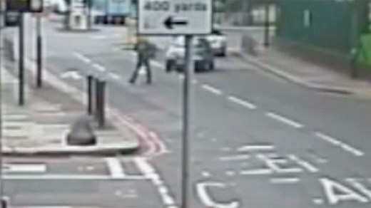 CCTV footage shows the moments before Lee Rigby was run over by a car in Woolwich – video