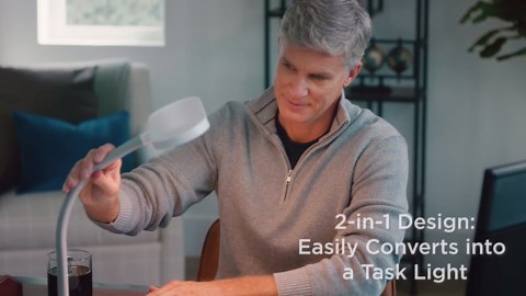 Verilux HappyLight Duo - 2-in-1 Light Therapy & Task Desk Lamp - UV-Free Full Spectrum LED, 10,000 LUX, Adjustable Brightness and Color, Flexible Gooseneck, and Integrated USB Charging Port