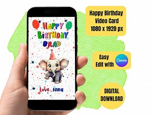 Funny Elephant Birthday Video Card: Animated Greeting Ecard (digital Download) - Etsy