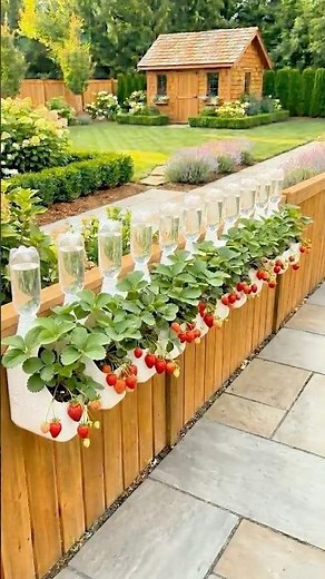 DIY Garden Idea Grow a Full Strawberry Wall on Your Fence Without a Garden Bed 🍓🍓🍓