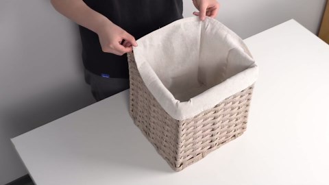 Bidtakay Wicker Storage Baskets for Organizing 4-Pack Hand-Woven Imitation Dark Grey Wicker Cube Storage Bins with Liners for Shelves Closet Cabinet 11x11 Waterproof Cube Organizer for Pantry