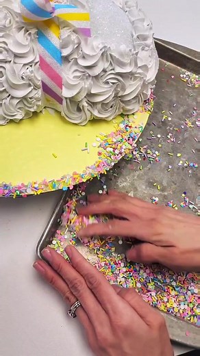 You might need someone who needs this cake! #glittzandglue #Eastercake #fakebake #fakecake #fakebakecake #fauxsweets #diyeastercake #bunnycake #pregnancyannouncement