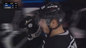 Dustin Brown takes a shot from the circle to beat Laurent Brossoit and tie up the game at 2-2. | LA Kings