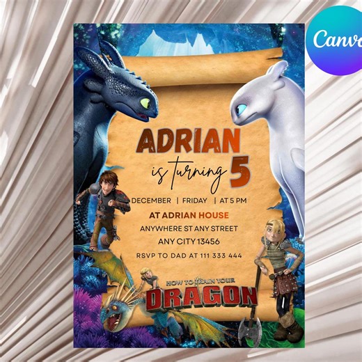 How to Train Your Dragon Invitation, How to Train Your Dragon Birthday Invitation, Editable How to Train Your Dragon Invitation - Etsy
