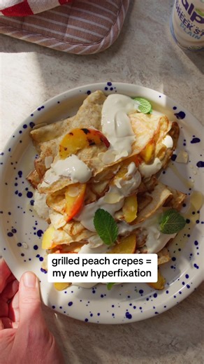 Peachy, plant-based, perfection! It's giving sunny Sunday reset vibes 🌞 #plantbased #recipe #PeachyPancakes #Alpro