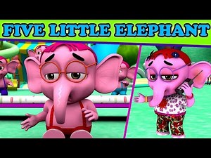Five Elephants,The Elephant Song,Elephant Cartoon,Five Little Elephants Jumping On The Bed,