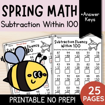 Spring Math: Subtraction Within 100 with Regrouping | 2nd and 3rd Grade