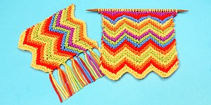 Simple Way to Knit Colourful Garter Chevron Stitch - 10 rows a day