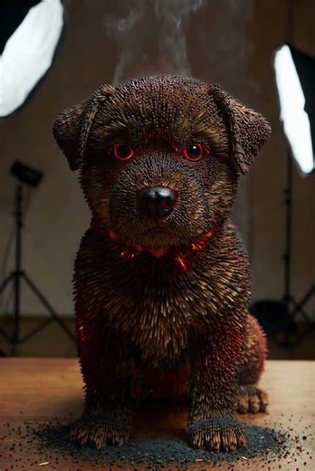 Matchstick Baby Dog Burns in Fire 🔥🐶 #dog #fireart #matchstickart
