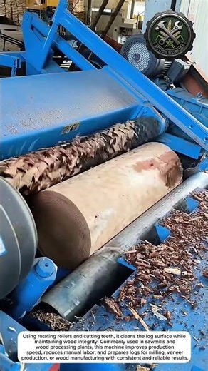 Industrial Wood Debarking Machine in Action | High-Speed Log Processing Technology