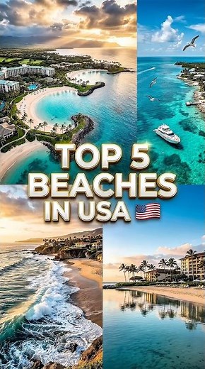 Top 5 Beaches in USA 🇺🇸 (Number 1 Looks Unreal!) #shorts #usa #travel