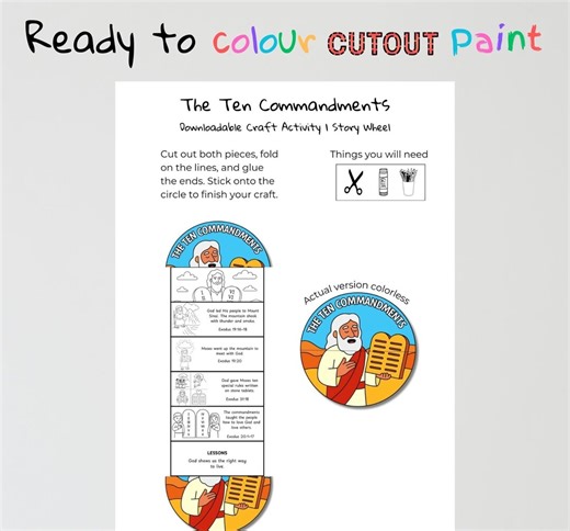 Ten Commandments Bible Craft | Exodus 19–20 Sunday School Activity | Moses on Mount Sinai Lesson | Christian Coloring Craft for Kids - Etsy