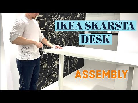 IKEA SKARSTA DESK SIT/ STAND white 47 1/4x27 1/2 " (120x70 cm) How to assemble ikea skarsta desk
