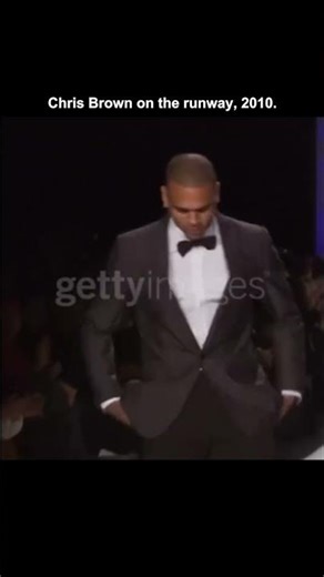 Chris Brown as a runway model in 2010 He really looked nervous, but he handled it well 😭🔥👀 #shorts
