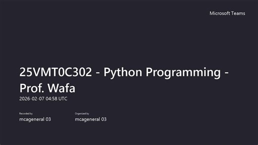 25VMT0C302 - Python Programming - Prof. Wafa_Week 11 Expert session