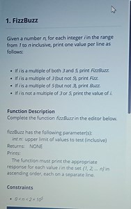 FizzBuzzGiven a number n, for each integer i in the rangefrom... | Filo