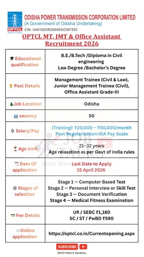 🔥 OPTCL Recruitment 2026 | 50 Govt Jobs | Salary ₹50,000 | Apply Online #jobtalks4u