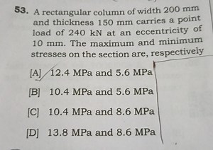 A rectangular column of width 200 mm and thickness 150 mm carri... | Filo