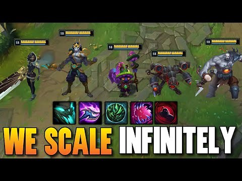 WE PLAYED ALL OF THE INFINITELY STACKING CHAMPIONS (ENEMY GETS OUT SCALED)