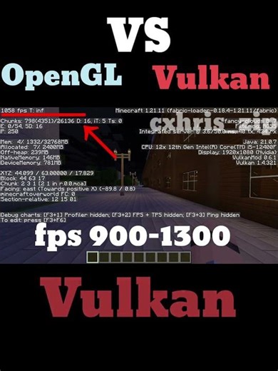 OpenGL vs VULKAN FPS TEST #opengl #vs #Vulkan #minecraft #майнкрафт #фпс