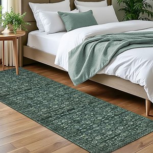 Suelur Runner Rugs for Floor 2x7 Washable Kitchen Runner Rug Non-Slip Carpet Runners Printed Super Soft Vintage Floral Bedroom Runenrs for Entryway Hallway Laundry Room Indoor, Dark Green