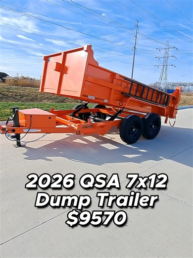 This bold orange dump trailer is for sale at our dealership near Bedford, Ohio at JTI! Built for contractors, landscapers and serious weekend haulers. Check out the features on Quality Steel's 8312D14K 7x12 Dump Trailer! Partial list of features: 2) 7000 lb grease axles, slipper spring suspension Twin 3x30 cylinder lifts 9 stake pockets Spare tire mount 2-5/16