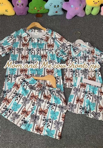 Mom And Me Summer pajamas Sets Adult Women's Leopard Cow Print Bow Button down Pajamas Girls Sleepwear Comfortable Nightgown kids clothes#videowave #momandme #pjs #cow #girlclothes @TikTok @tiktok creators @TikTok for Business