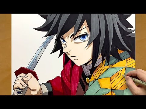 How to Draw Giyu Tomioka from Demon Slayer || Giyu Drawing Process || Easy Anime Drawing
