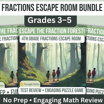 Fractions Escape Room Bundle | 3rd, 4th & 5th Grade Digital Math Games