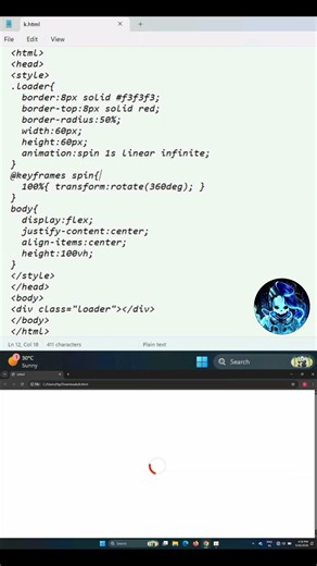 Amazing CSS Loading Spinner | HTML CSS Animation 💥💥#shorts #css #html #viral #trending |