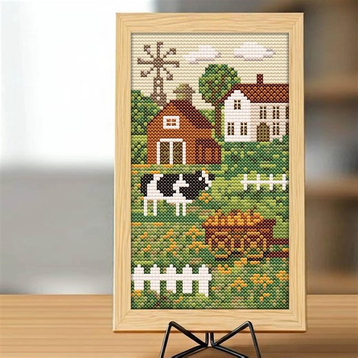 Farm Cross Stitch Pattern, Cow Easy Embroidery, Small Beginner Friendly Pattern (PDF Download) - Etsy