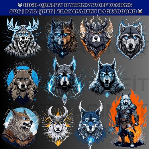 Viking Wolf SVG PNG, Norse Runes Tattoo Clipart, Warrior Design, DIY T-shirts, Mugs, Crafts, Instant Digital Download - Etsy