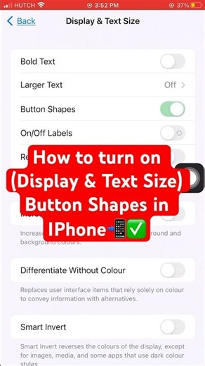 How to turn on (Display & Text Size) Button Shapes in IPhone📲✅ #iphone #display #textsize #tutorial