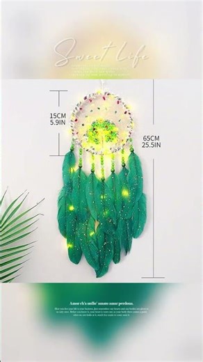 Emerald Green Tree of Life Dream Catcher | Gold-Dusted Feather Boho Wall Decor #bohodecor #handmade