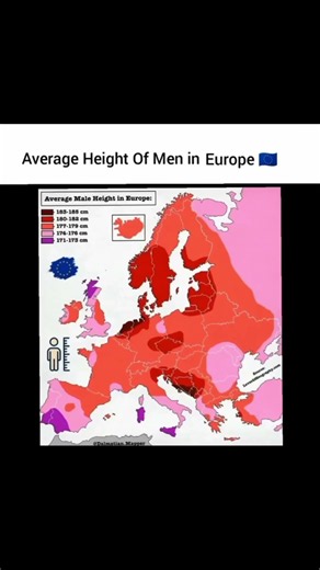 Average height of men in Europe visual map breakdown! 📏📊 #shorts #facts #geography