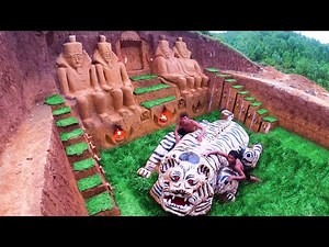 Build and dig underground tiger and tiger sculptures with the giant python