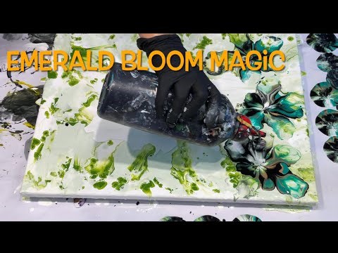 Dancing Emerald blossoms| Mesmerising Fluid Art Tutorial MUST SEE THIS BEAUTY