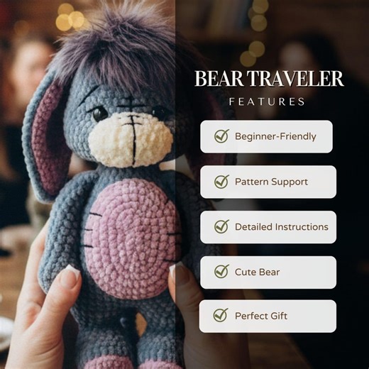 Donkey Eeyore Crochet Pattern PDF – Long Ear Amigurumi Toy, (digital Download) - Etsy