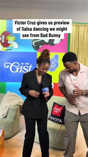 A salsa lesson from Victor Cruz to prep for Bad Bunny halftime show #symonewiththesports #nfl