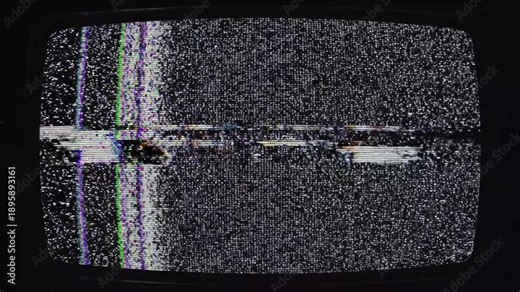 Old TV Screen Overlay with VHS Noise, Glitch Effects, Flickering Scan Lines, Static, Digital Distortion, Seamless 4K UHD Loop