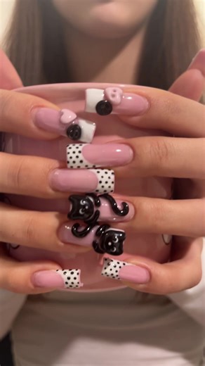 Cute 3D Nails with Polka Dots Design Ideas