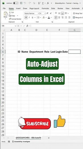 How to autofit columns width in Excel with VBA! #excel #VBA #excel #viral #viralvideo #video #shorts