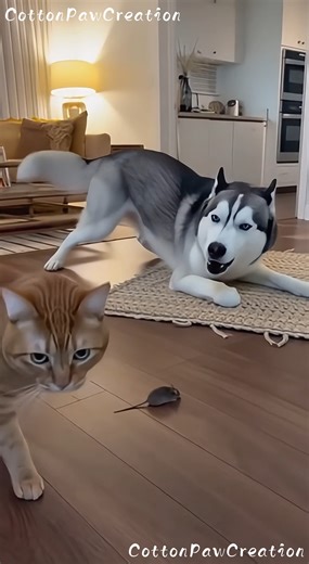 The Cat’s “Gift” Sends the Husky and Owner Into Panic 🐱🎁🐭😱🐕 🎬 100% AI-generated video. Original story created for fun and family entertainment. All scenes are fictional. 🚫 No reuploads. #AIvideo #AIfunny #AIanimals #AIfamily #DigitalArt #AIreel #AImagic | Cotton Paw Creation