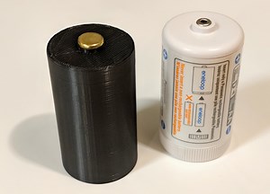 Single AA-cell to D-cell battery adapter #3DThursday #3DPrinting